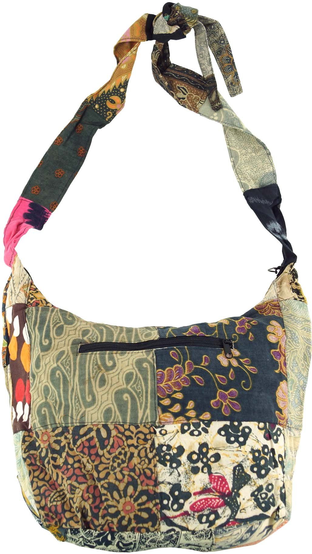 Guru-Shop Schultertasche Patchwork Batik Beutel, Sadhu Bag, Hippie..