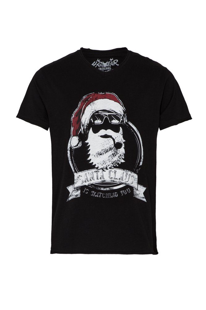 Santa T-Shirt schwarz Claus Trachtenshirt Hangowear