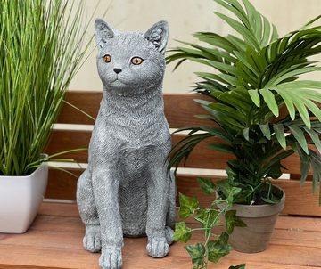Stone and Style Gartenfigur Steinfigur große Katze sitzend lebensecht