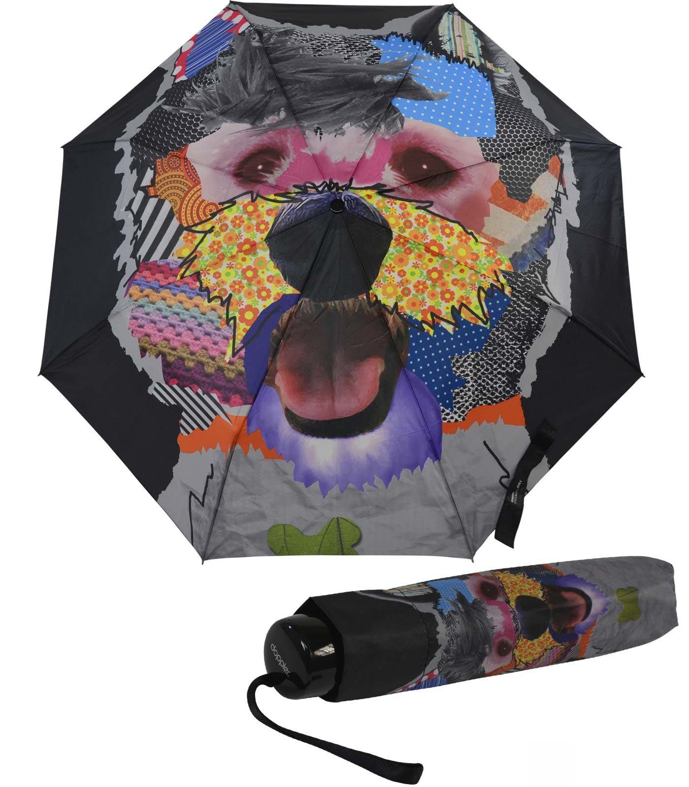 doppler® Taschenregenschirm auffällig bedruckter Damenschirm mit Handöffner, modernes Design auf einem stabilen Taschenschirm
