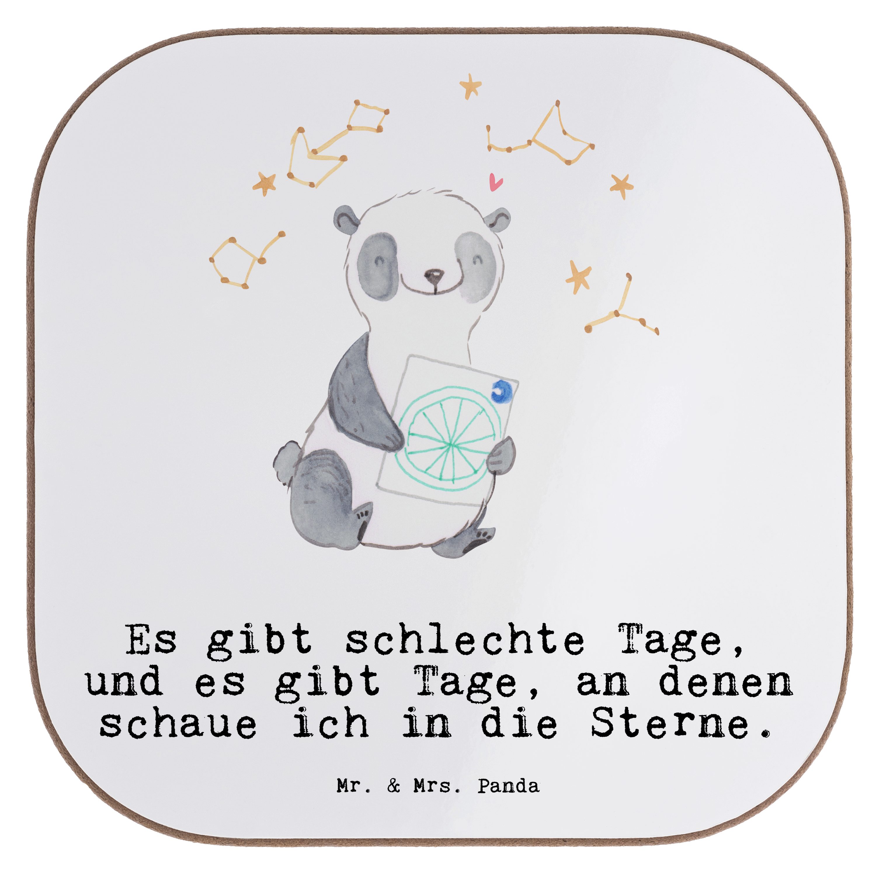 Mr. & Mrs. Panda Getränkeuntersetzer - Bierdec, Weiß 1-tlg. Tage Panda Astrologie Getränkeuntersetzer, Geschenk, 