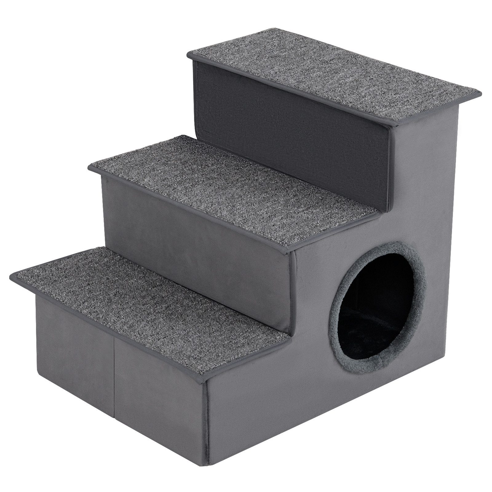 KOMFOTTEU Haustiertreppe, 3-Stufen Hundeleiter, mit weicher Katzenhöhlen günstig online kaufen