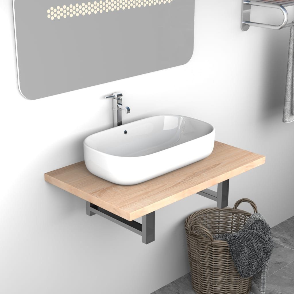 vidaXL Badezimmer-Set Badmöbel Eichenbraun 60×40×16,3 cm, (1-St)