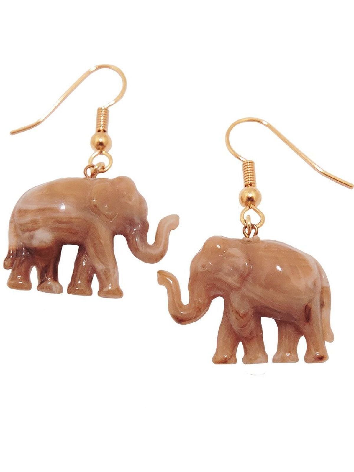 Gallay Paar Ohrhaken Ohrhänger Ohrringe 39x23mm Elefant mini braun-marmoriert Kunststoff (1-tlg)