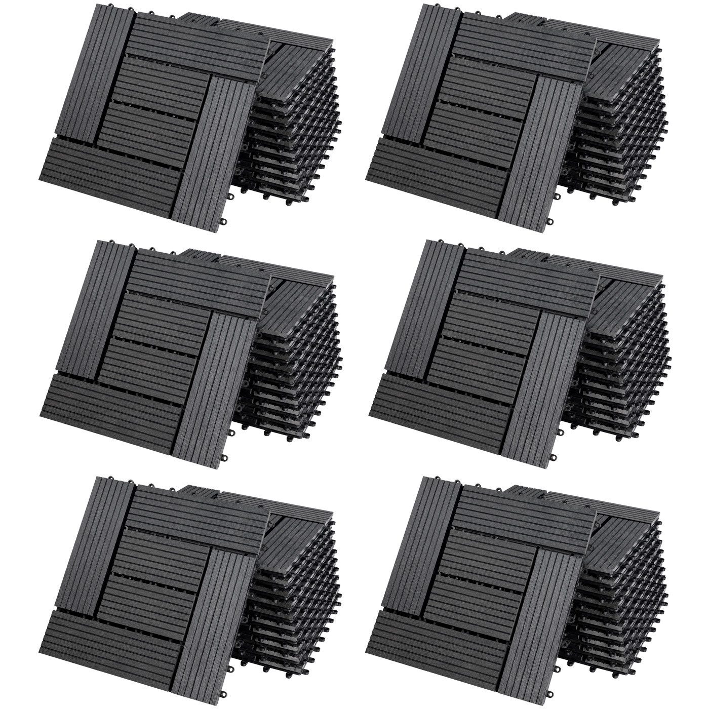 Casaria Holzfliesen 66x Mosaik Anthrazit, Terrassenfliesen günstig online kaufen