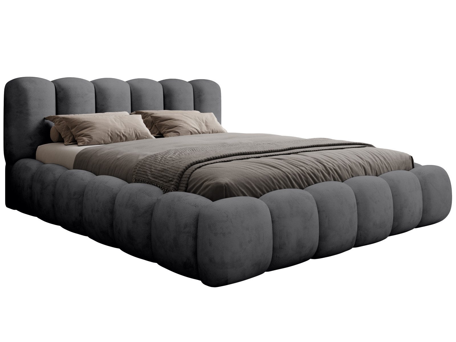 yourhouse24 Polsterbett Designer Dallas mit Bettkasten und Lattenrost (Bettgestell mit Lattenrost und Bettkasten), Veloursstoff, Steppkopfteil, Bettkasten, pflegeleicht, stilvoll