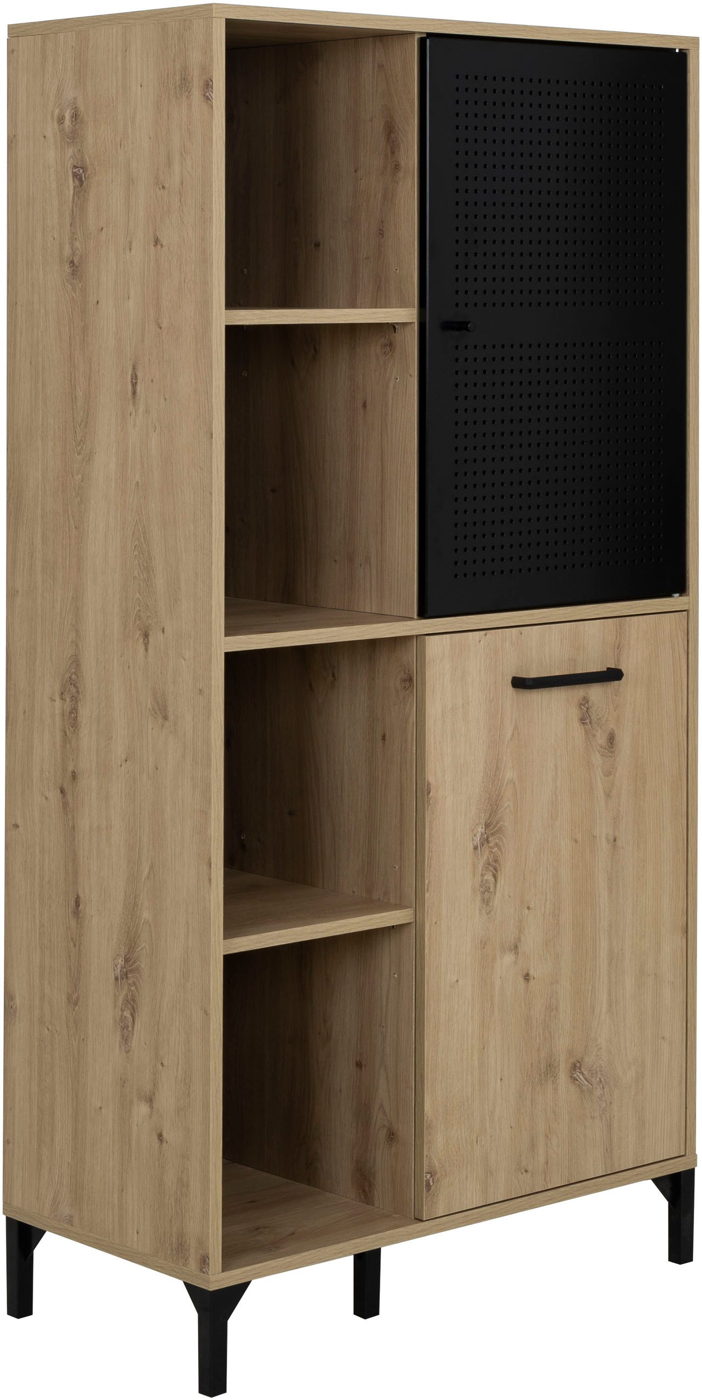 Gami Hochschrank CRAFT Hochchrank mit 2 Türen und 4 offenen Fächern