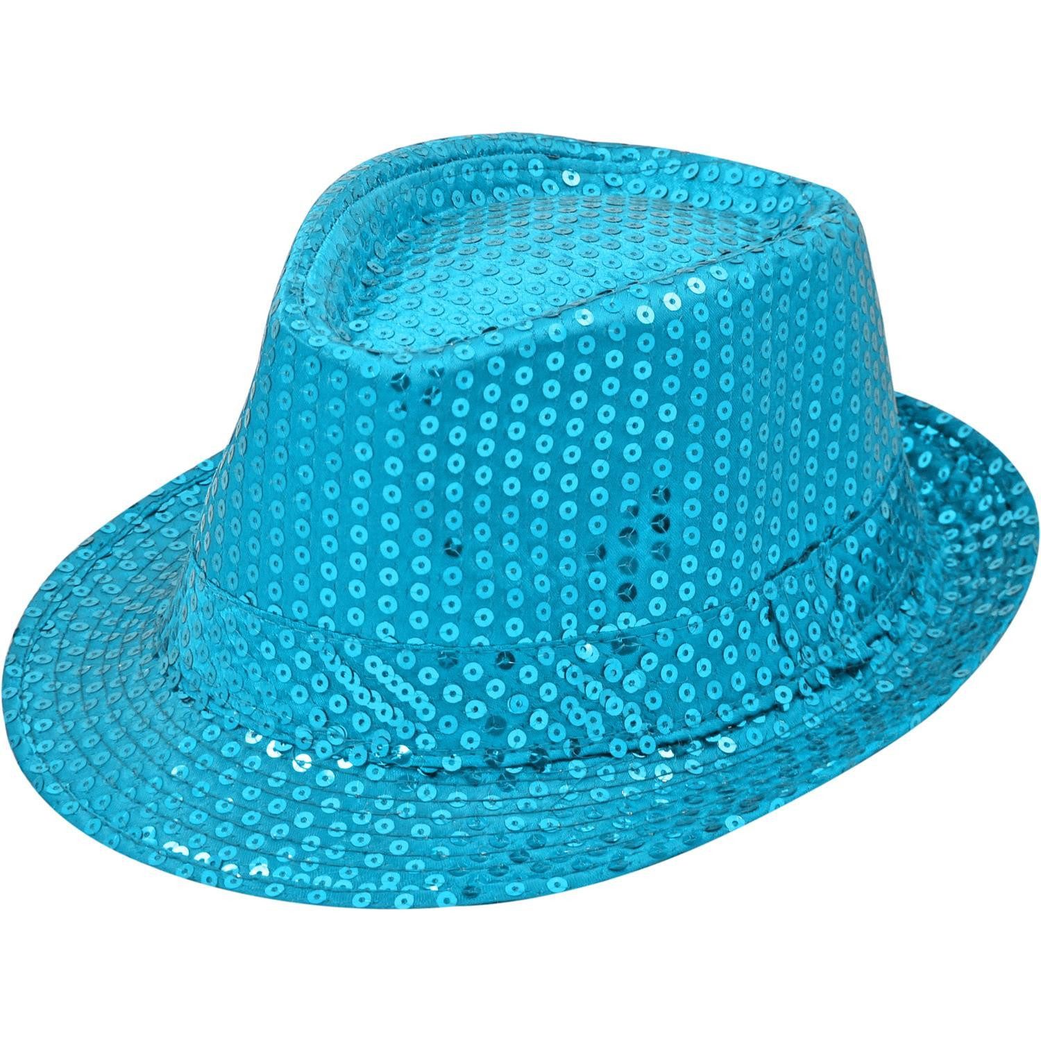 Party Factory Kostüm Pailletten-Hut türkis Accessoire für Karneval oder Party, mit glitzernden Pailletten versehen