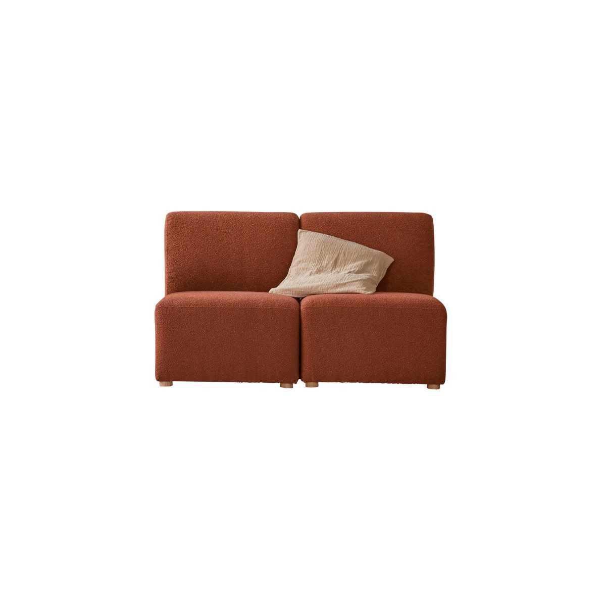 Tikamoon Sofa Modulare 2-Sitzer-Bank Swann aus massivem Akazienholz mit terrakottafa