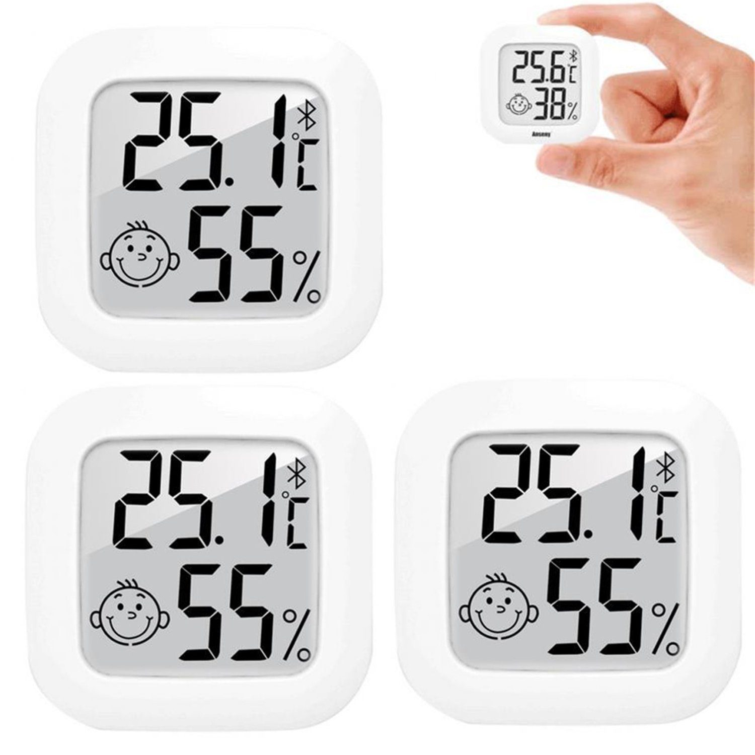 Olotos Raumthermometer Digitales Thermo-Hygrometer Thermometer Temperatur Messgerät 3er-Set