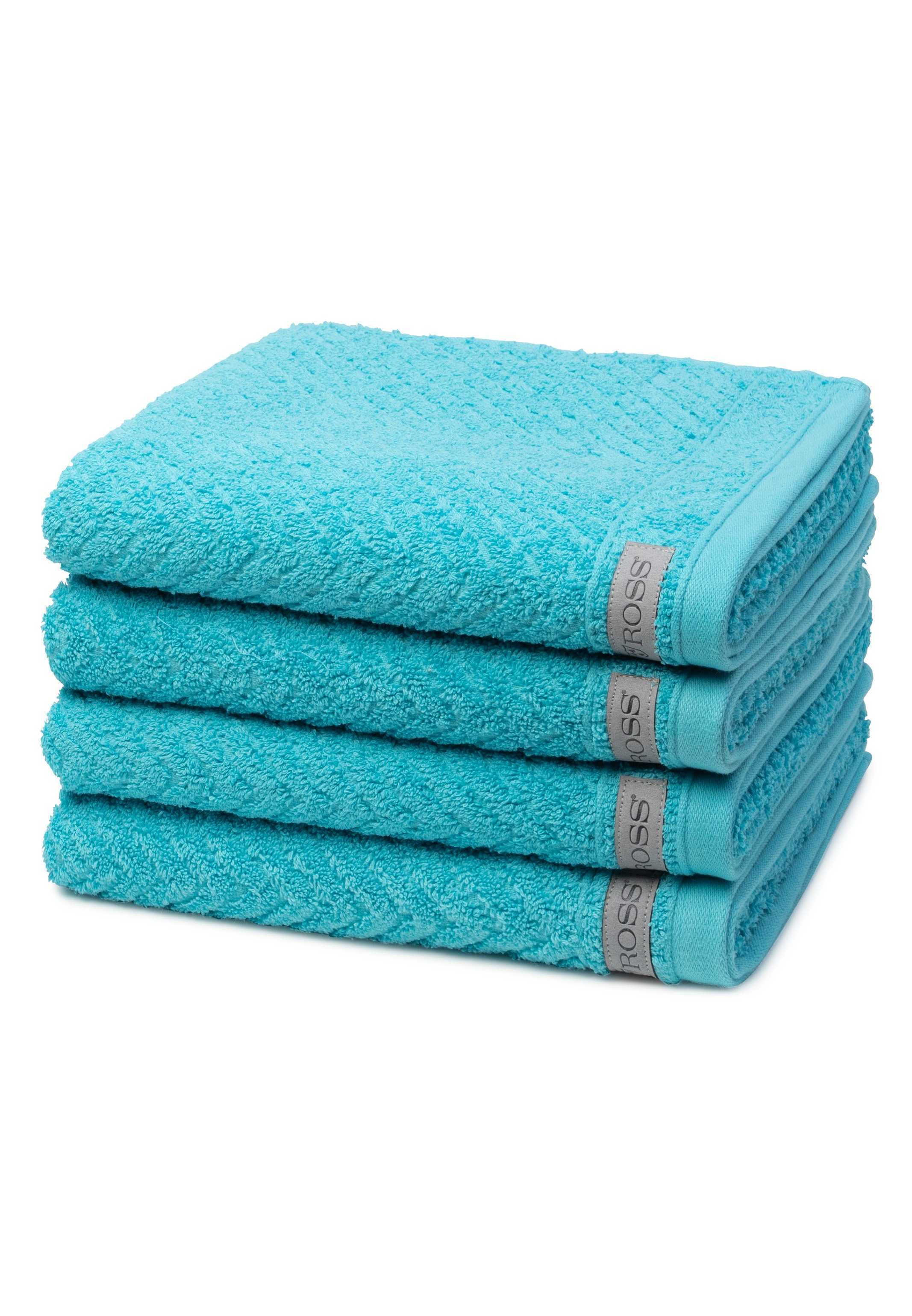ROSS Handtuch Set Smart, Walkfrottee, (Spar-Set, 4-tlg), 4 X Handtuch - im Set - Baumwolle - Saugfähige und weicher Griff Lagune