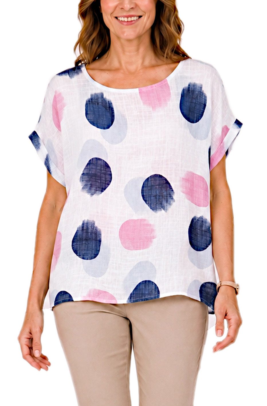 dy_mode Kurzarmbluse Kurzarm Bluse Baumwollshirt Damen Blusenshirt Elegantes Tunika Shirt