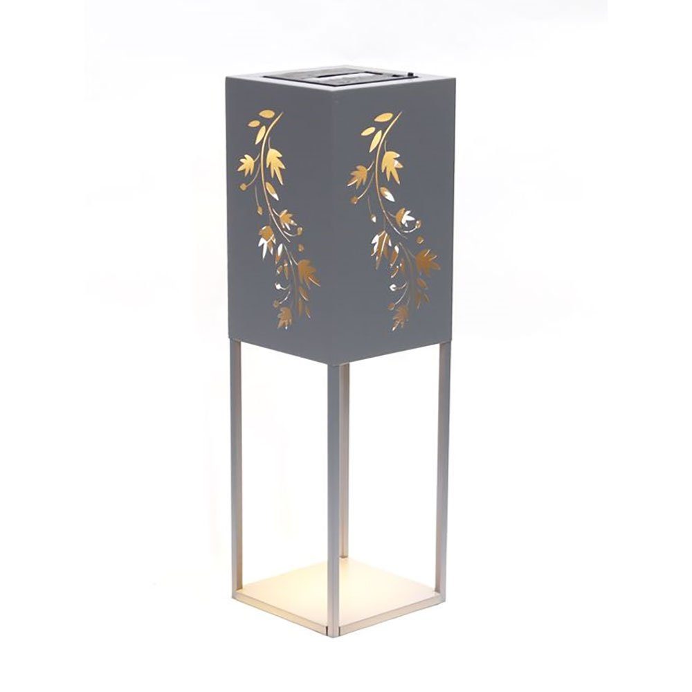 Harms Import LED Solarleuchte, LED-Leuchtmittel fest verbaut, Warmweiß, Solarleuchte Dekosäule Außenlampe LED Gartendeko Stehlampe grau H 60cm