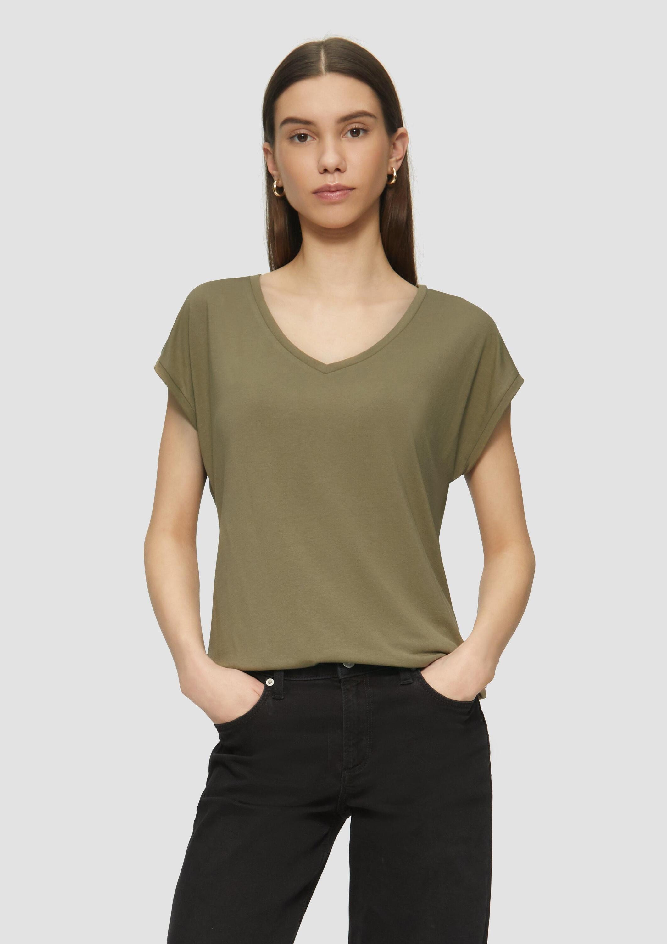 QS Kurzarmshirt T-Shirt Locker geschnittenes T-Shirt im Modalmix günstig online kaufen