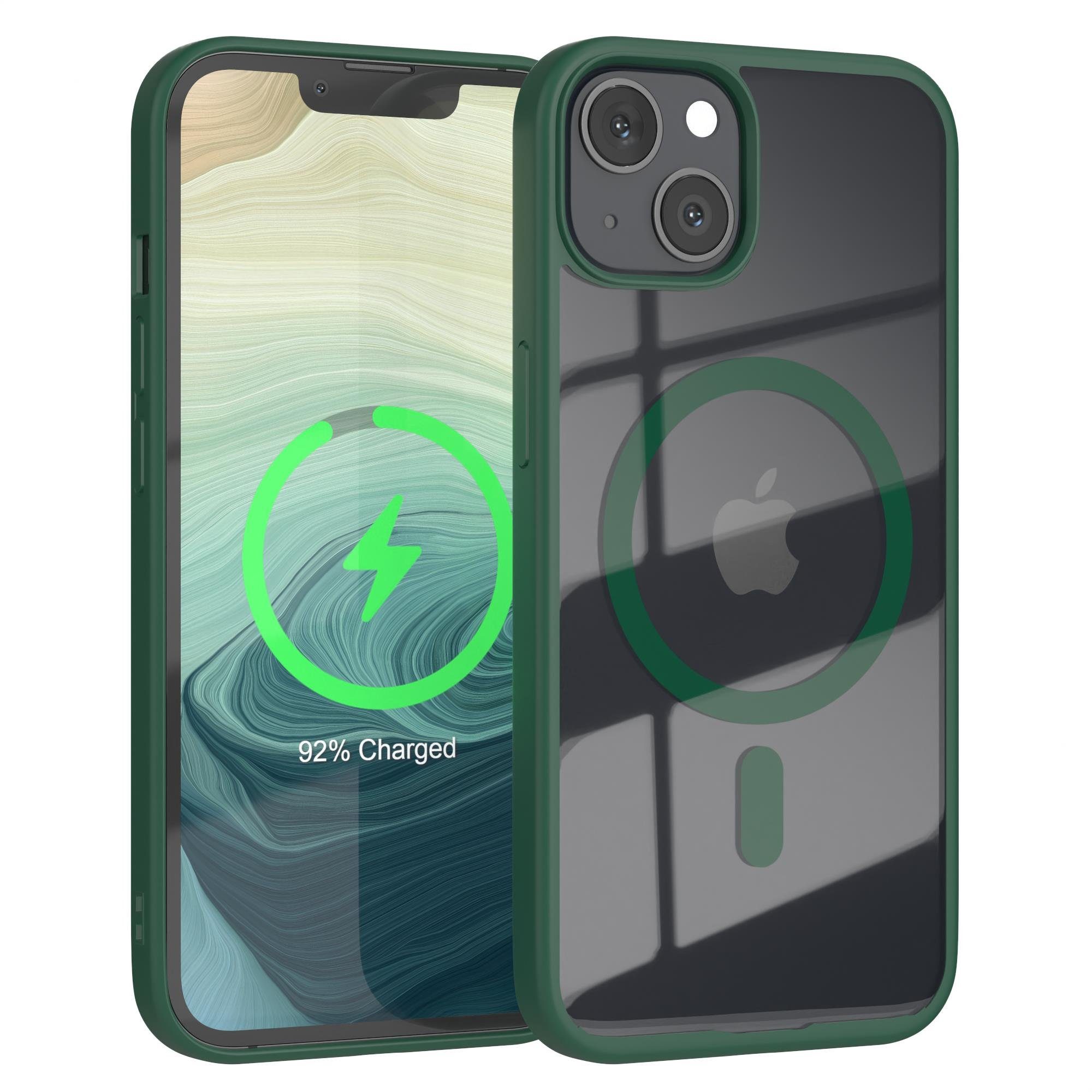 EAZY CASE Handyhülle Transparente Hülle mit MagSafe für iPhone 13 6,1 Zoll, TPU Hülle, flexibel, Clear Case Silikonhülle anti-kratz Backcover Grün