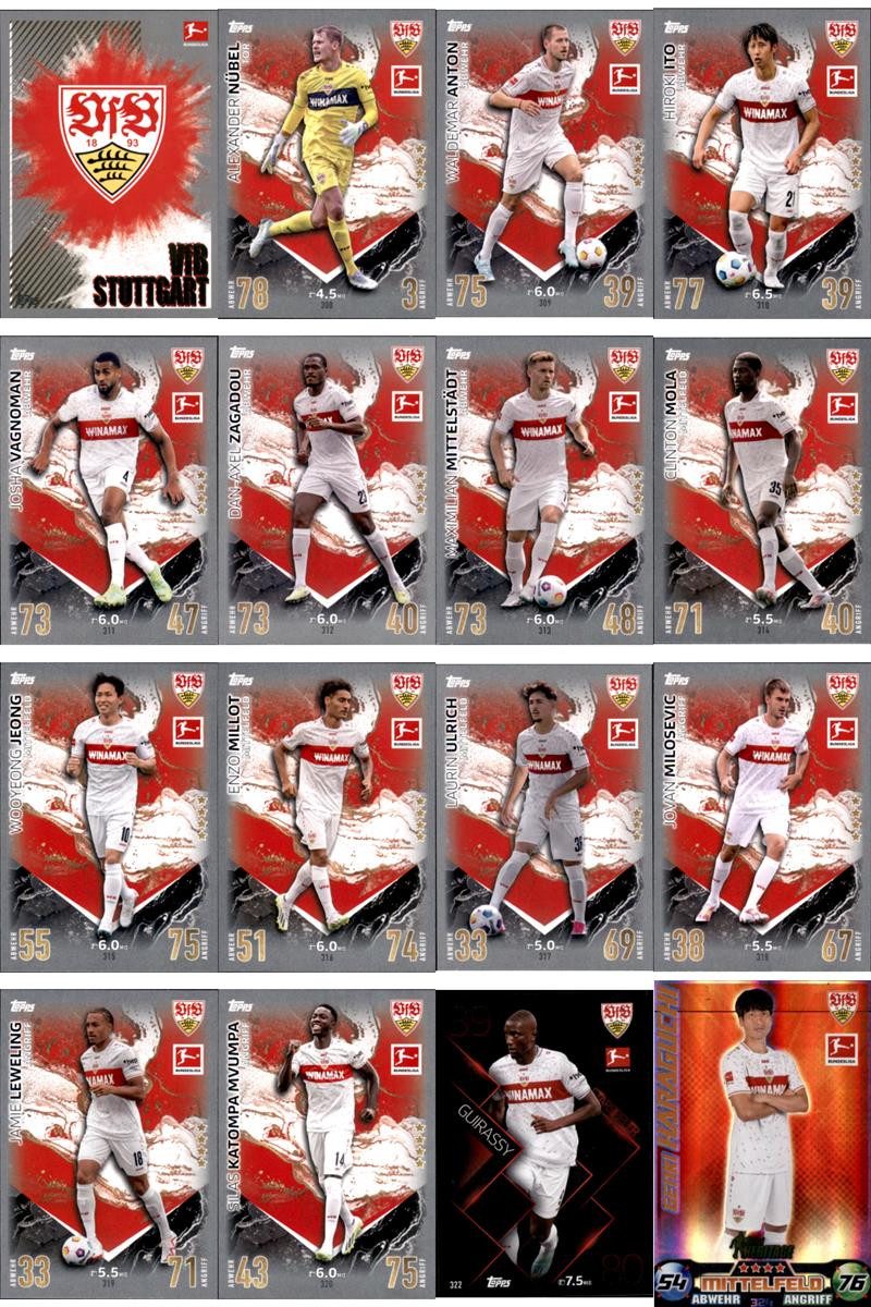 Topps Sammelkarte Match Attax Bundesliga - 2023/24 - Mannschaftspaket - VfB Stuttgart