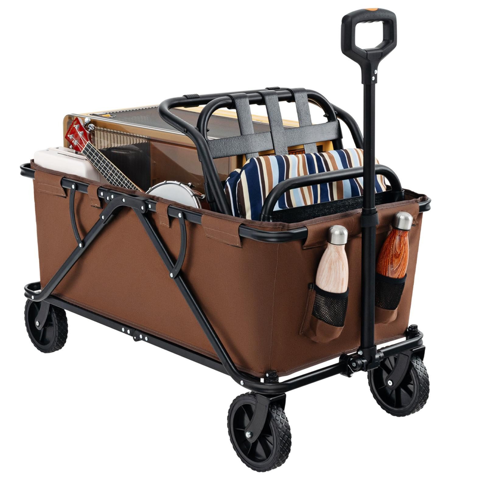 KOMFOTTEU Bollerwagen, 170L/100kg Handwagen mit 360° drehbaren Rädern