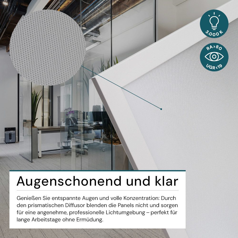 LUXULA LED Rasterleuchte LUXULA LED Panel 40 W 3000 K warmweiß, LED fest integriert, Warmweiß