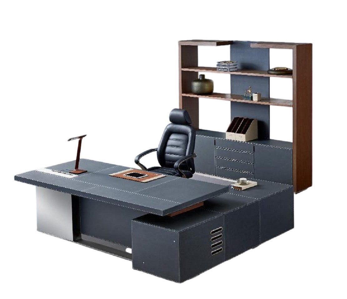Büro-Set Büro-Möbel-Set mit Eckschreibtisch, Aktenschrank und Schränken - Luxus