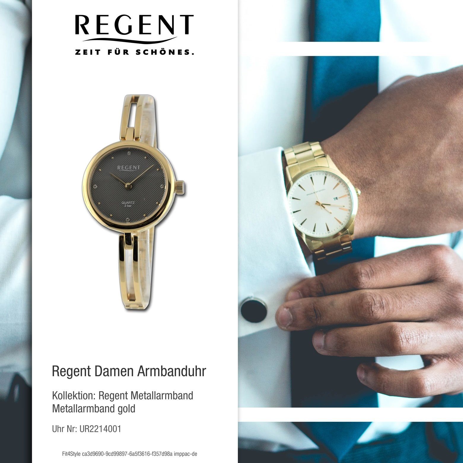 Damen Damen Analog, Regent Quarzuhr Armbanduhr (ca. extra 26mm), Metallarmband Regent Armbanduhr groß rund,