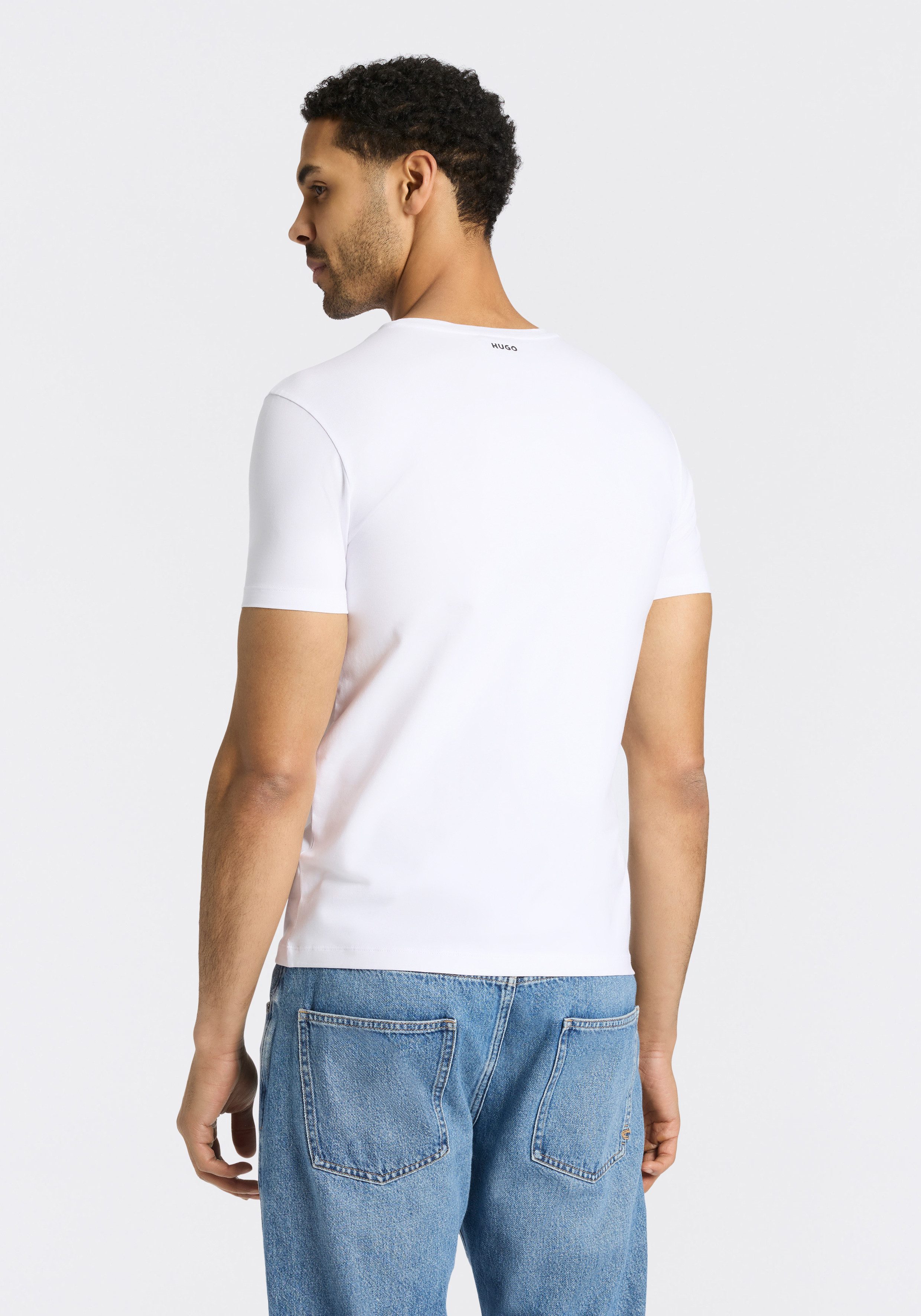 HUGO T-Shirt HUGO-Round (Packung, 2er) Rundhalsausschnitt, Slim-Fit, HUGO Logo-Druck