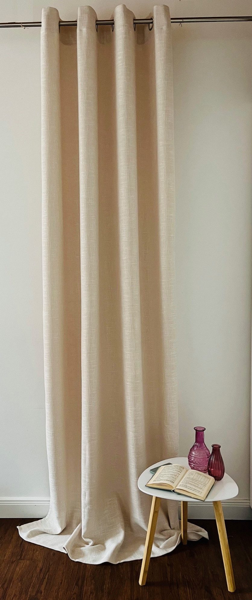 novumfix Vorhang Ösenvorhang beige Leinenstruktur blickdicht 140x260cm(BxH) günstig online kaufen