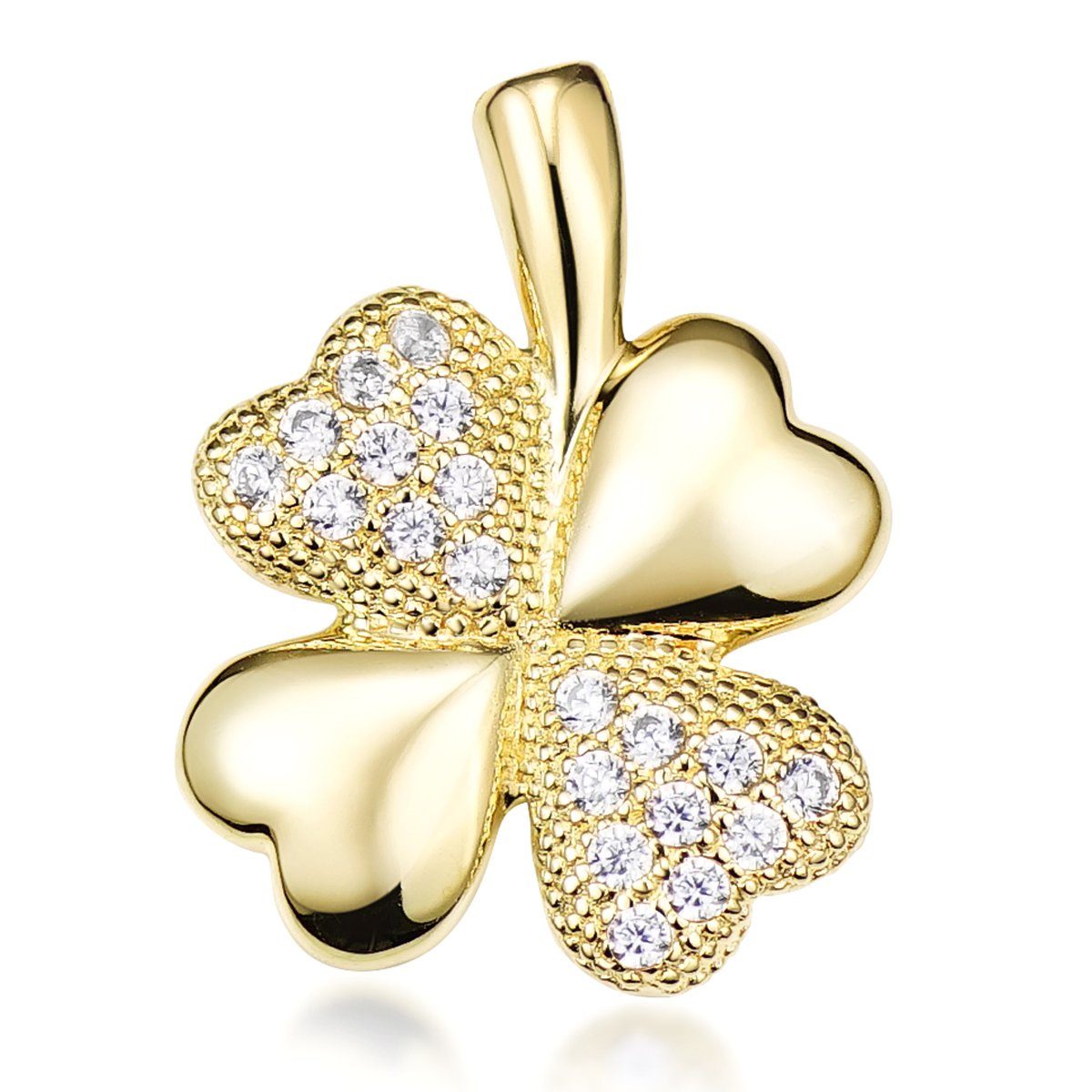 Materia Kettenanhänger Kleeblatt Glücksbringer Zirkonia KA-309-Gold, aus 925 Sterling Silber, vergoldet