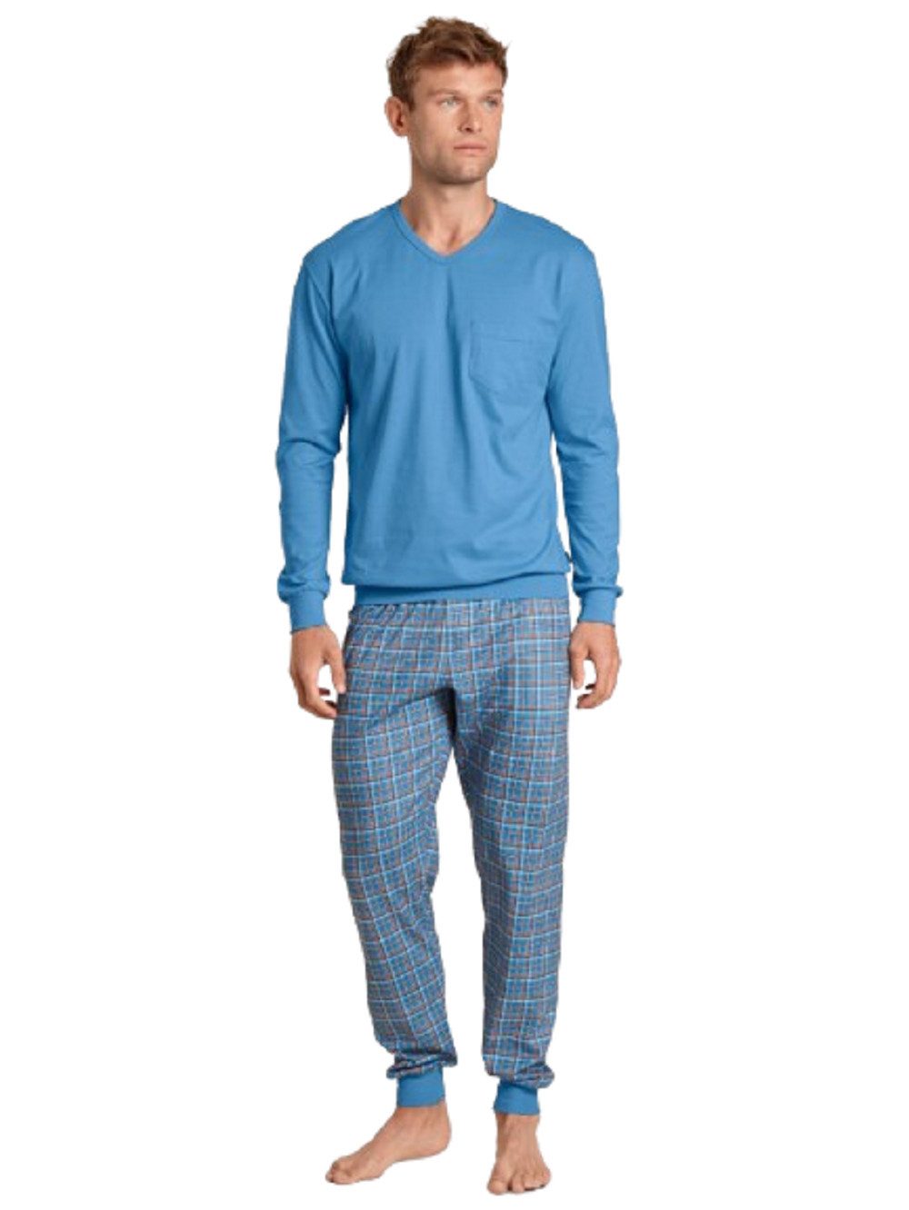 CALIDA Pyjama Calida Herrenbündchenpyjama 44684 azurit blue (1 Stück, 1 tlg günstig online kaufen