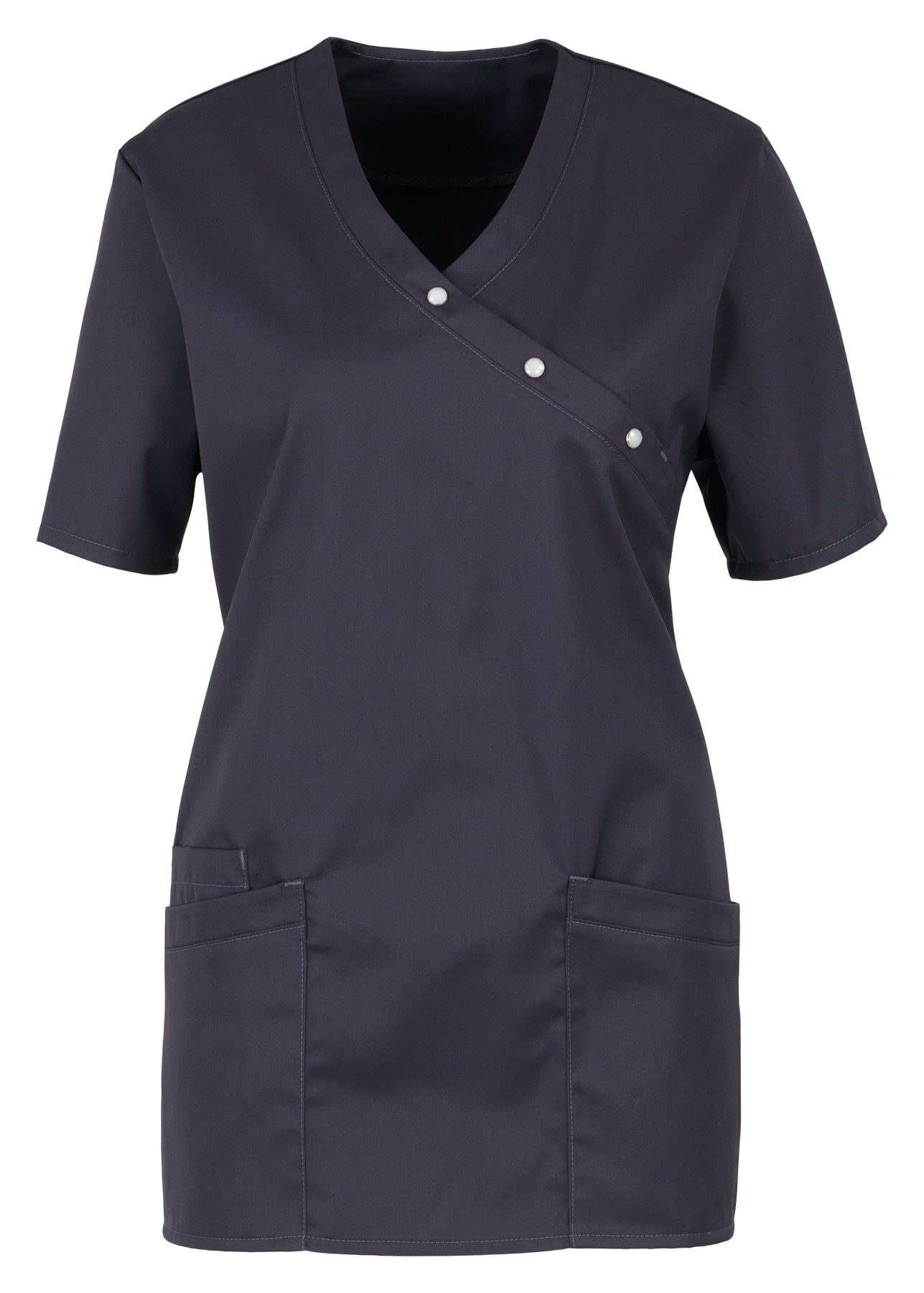 Schlupfbluse beb MEDIZIN/PFLEGE Damen KASACK V-Neck Baumwollmix Dunkelgrau