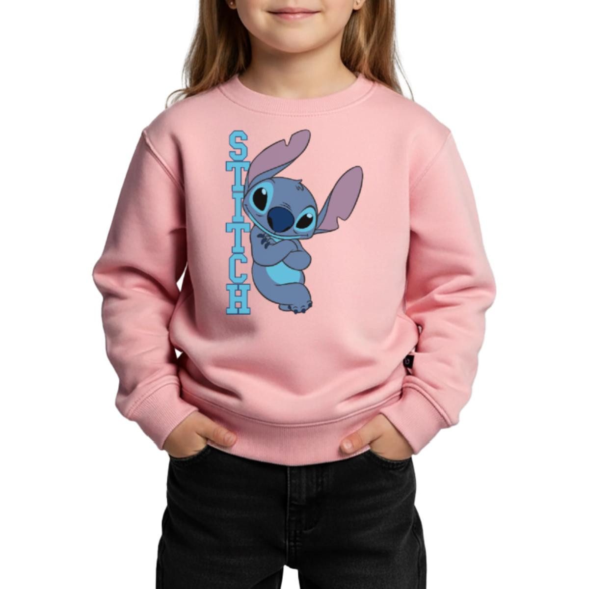 Sweatshirt Lilo & Stitch, Stitch Mit Schriftzug Kinder Premium Pullover