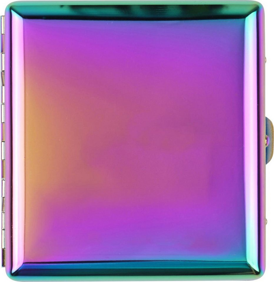 meytrade Bogenetui Aufbewahrung Zigarettenetui aus Metall Rainbow bunt 20er mit Bügel