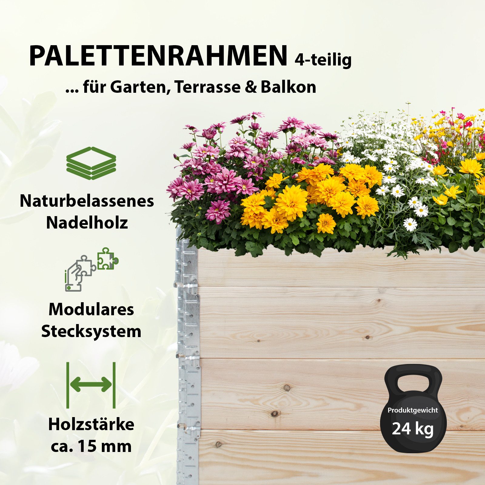 TRUTZHOLM Hochbeet Hochbeet aus Holz 120x80x80 cm Palettenrahmen 4-teilig s günstig online kaufen