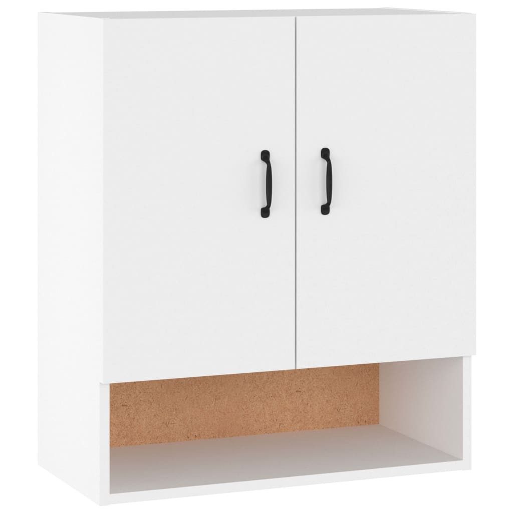 furnicato Wandhängeschrank Weißer Hängeschrank aus Holzwerkstoff 60 x 31 x 70 cm, 1-tlg., Wandschrank mit zwei Türen, offenem Fach und feuchtfester Oberfläche