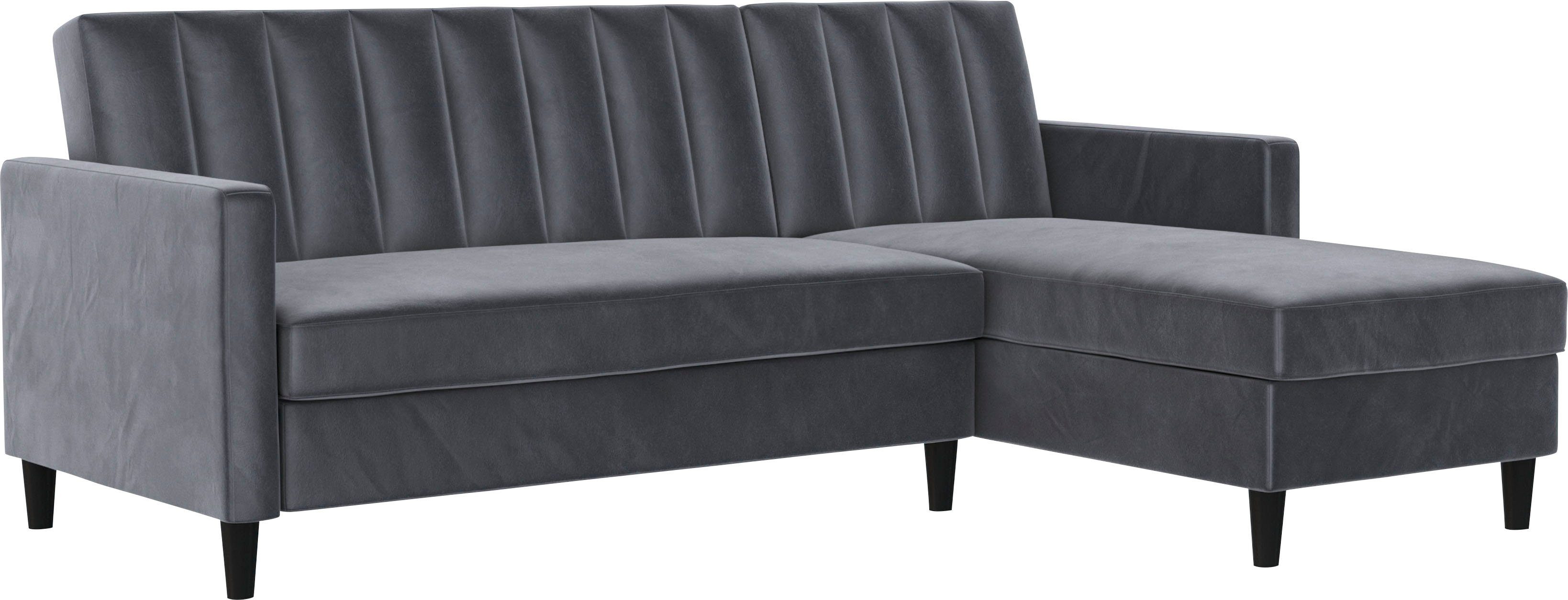 Home mit Bett-Funktion Ecksofa Celine, Stauraum. Recamiere montierbar beidseitig und Dorel