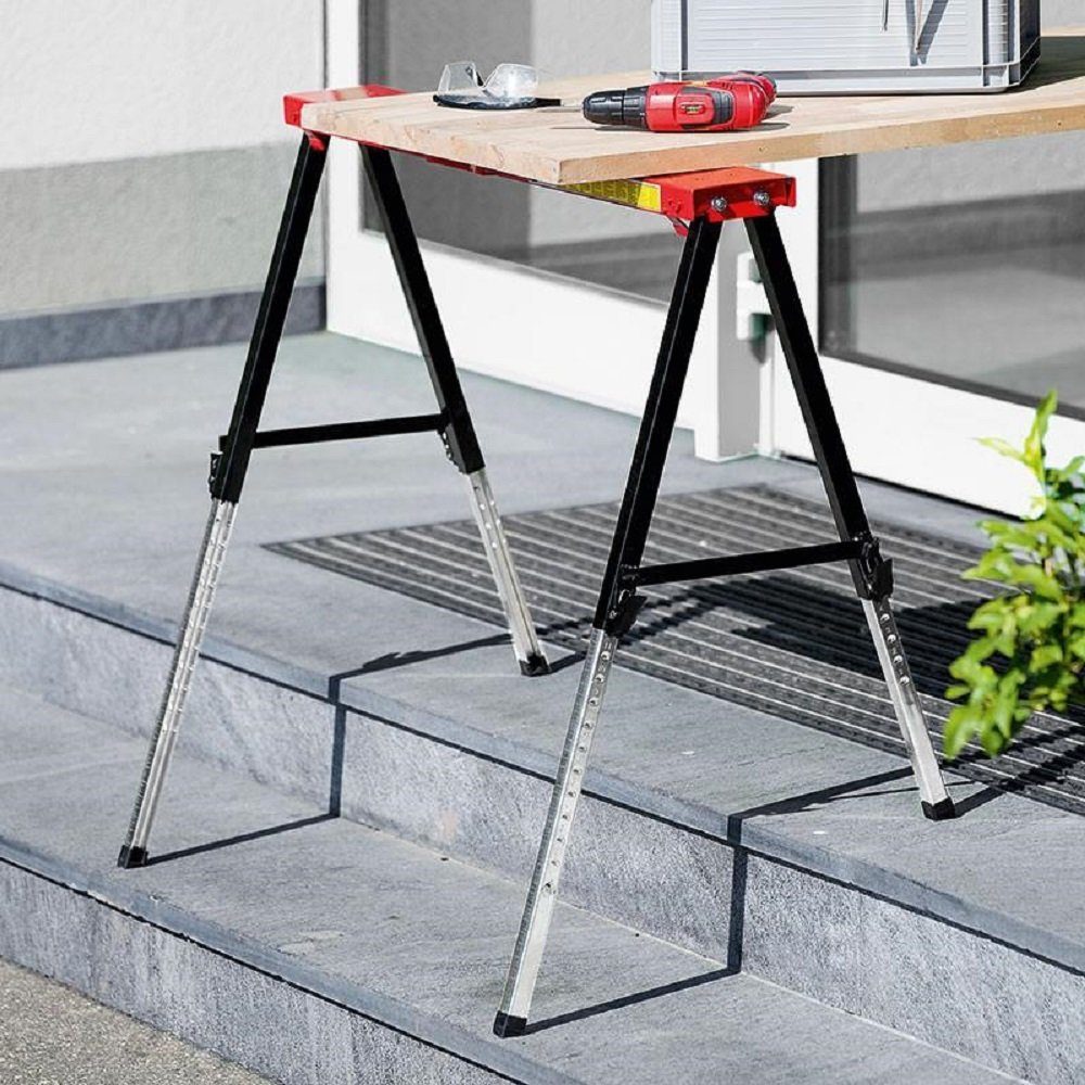 Kraft Werkzeuge Unterstellbock Vario Arbeitsbock höhenverstellbar 2er Set 150kg Werkstattbock, (2er Set), rutschhemmende und materialschonende Auflagen