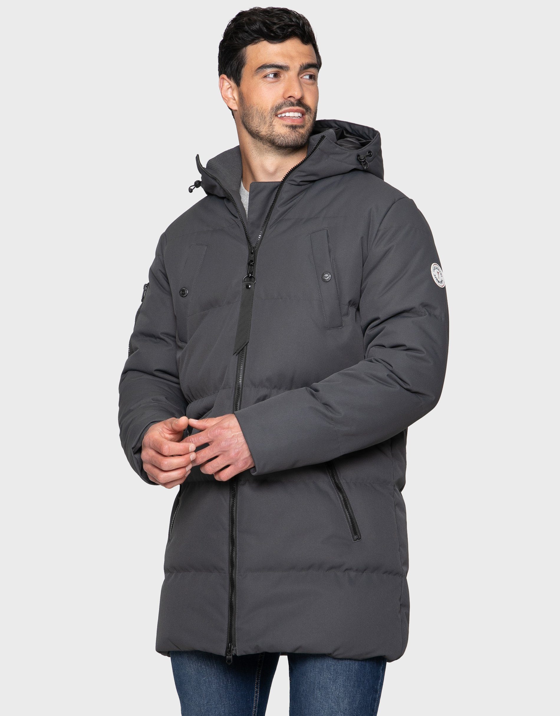 Threadbare Winterjacke THB Jacket Tingley Padded Global Recycled Standard (GRS) zertifiziert Charcoal- dunkelgrau