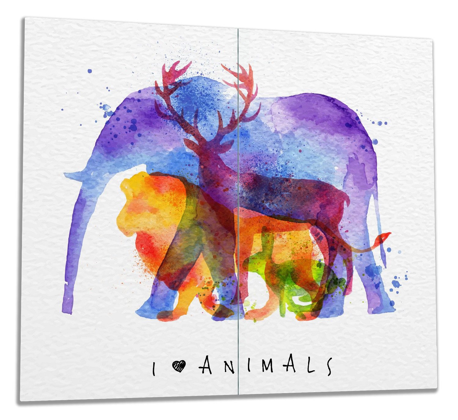 Wallario Herd-Abdeckplatte Farbenvielfalt der Tierwelt, ESG-Sicherheitsglas, (Glasplatte, 2 tlg., inkl. 5mm Noppen), verschiedene Größen