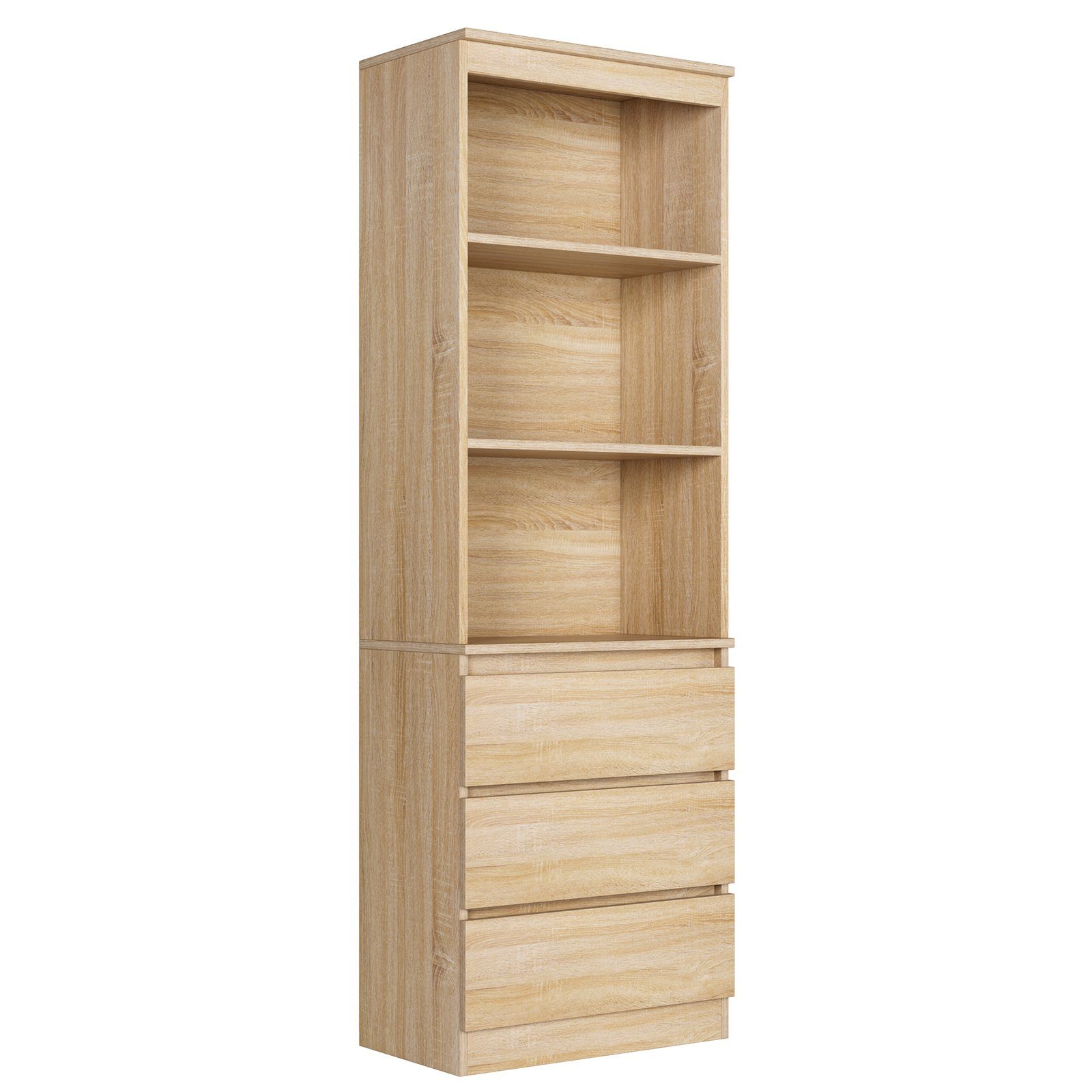 Homfa Hochschrank Bücherregal Bücherschrank mit 3 Schubladen Vitrinenschran günstig online kaufen