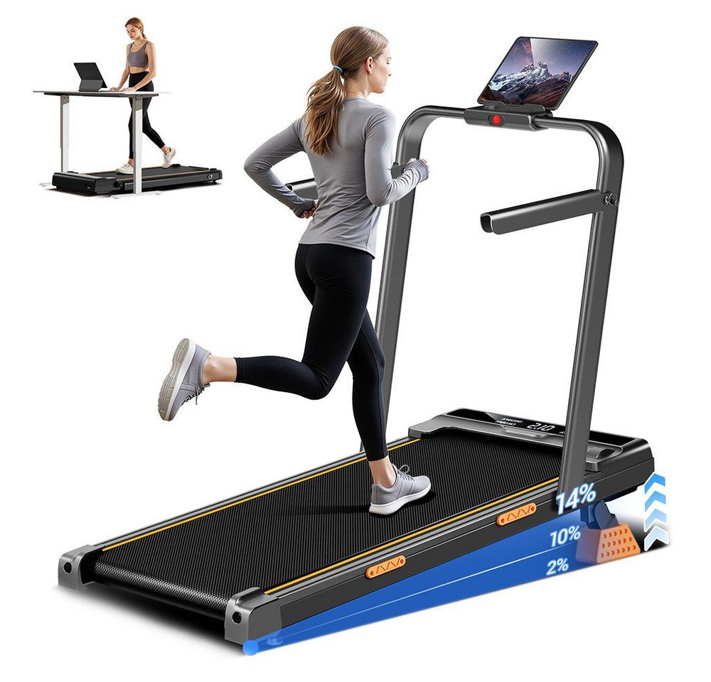 ROBORE Laufband Klappbares Laufband mit 14 % Steigung, 2,5-PS-Motor, bis zu 10 km/h, 150 kg Belastbarkeit, LED-Anzeige und Fernbedienung