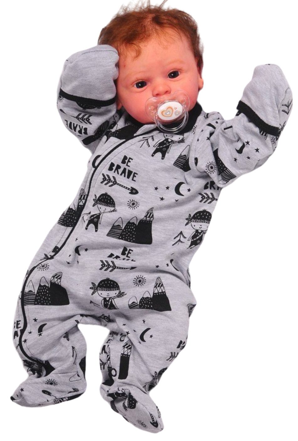 La Bortini Strampler Einteiler mit Reißverschluss Overall Baby Romper in Grau für Neugeborene, 44 50 56 62 68 74 80 86 92 98