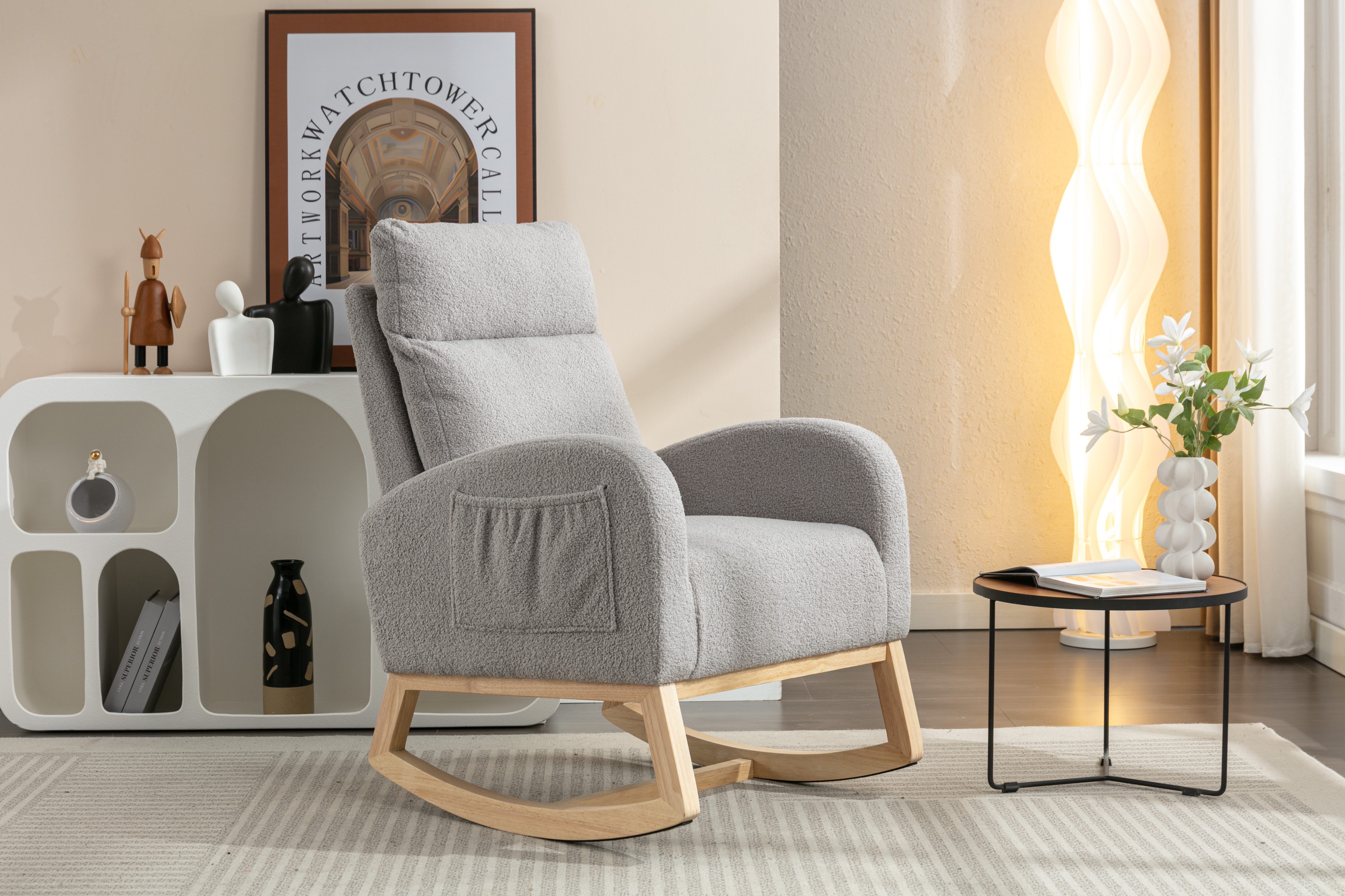 MODFU Schaukelstuhl Relaxstuhl Schaukelsessel, Teddy Fabric günstig online kaufen