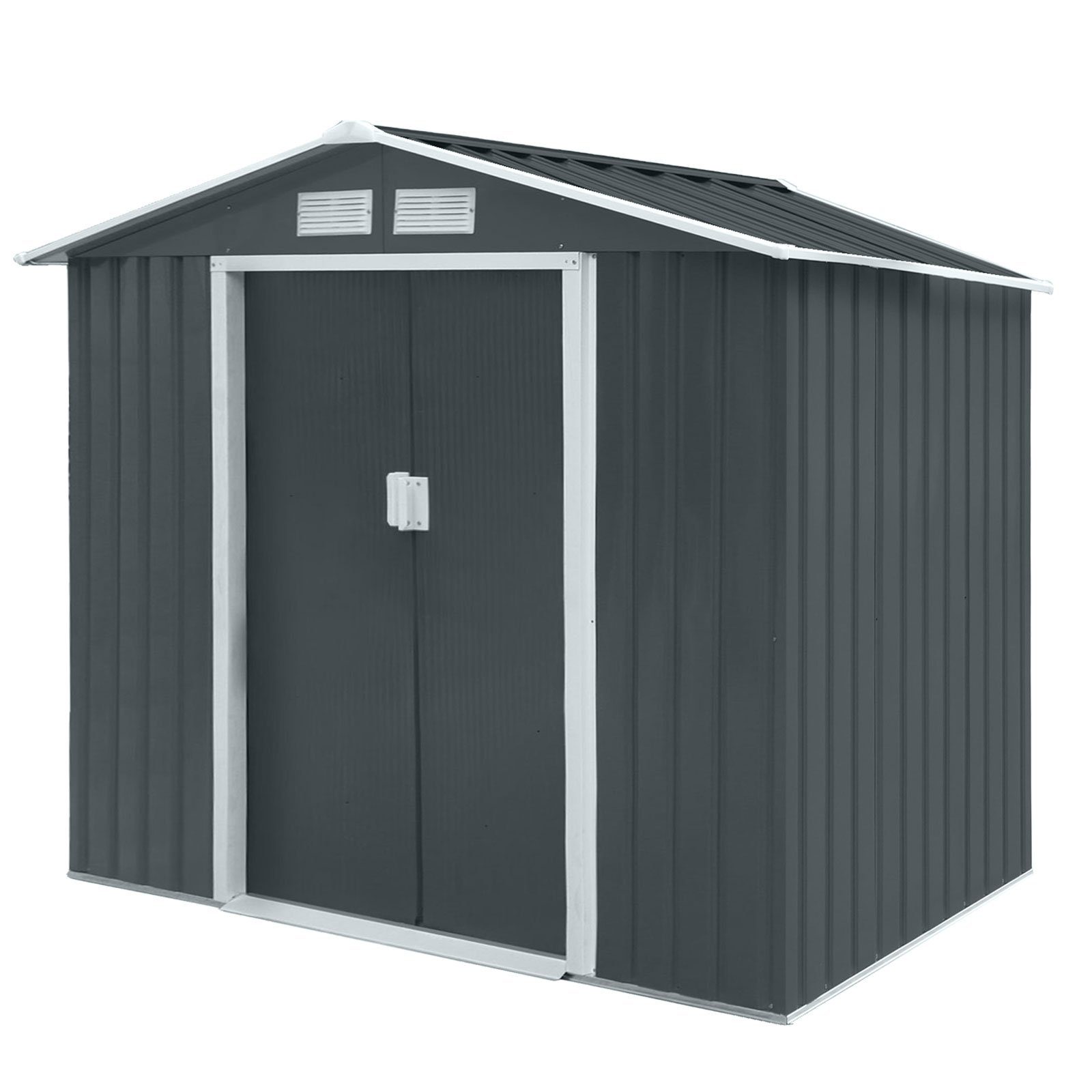 HATTORO Gartenhaus, BxT: 213,00x127,00 cm, Metall-Gerätehaus, Geräteschuppen, Fundamentrahmen, Satteldach, Grau