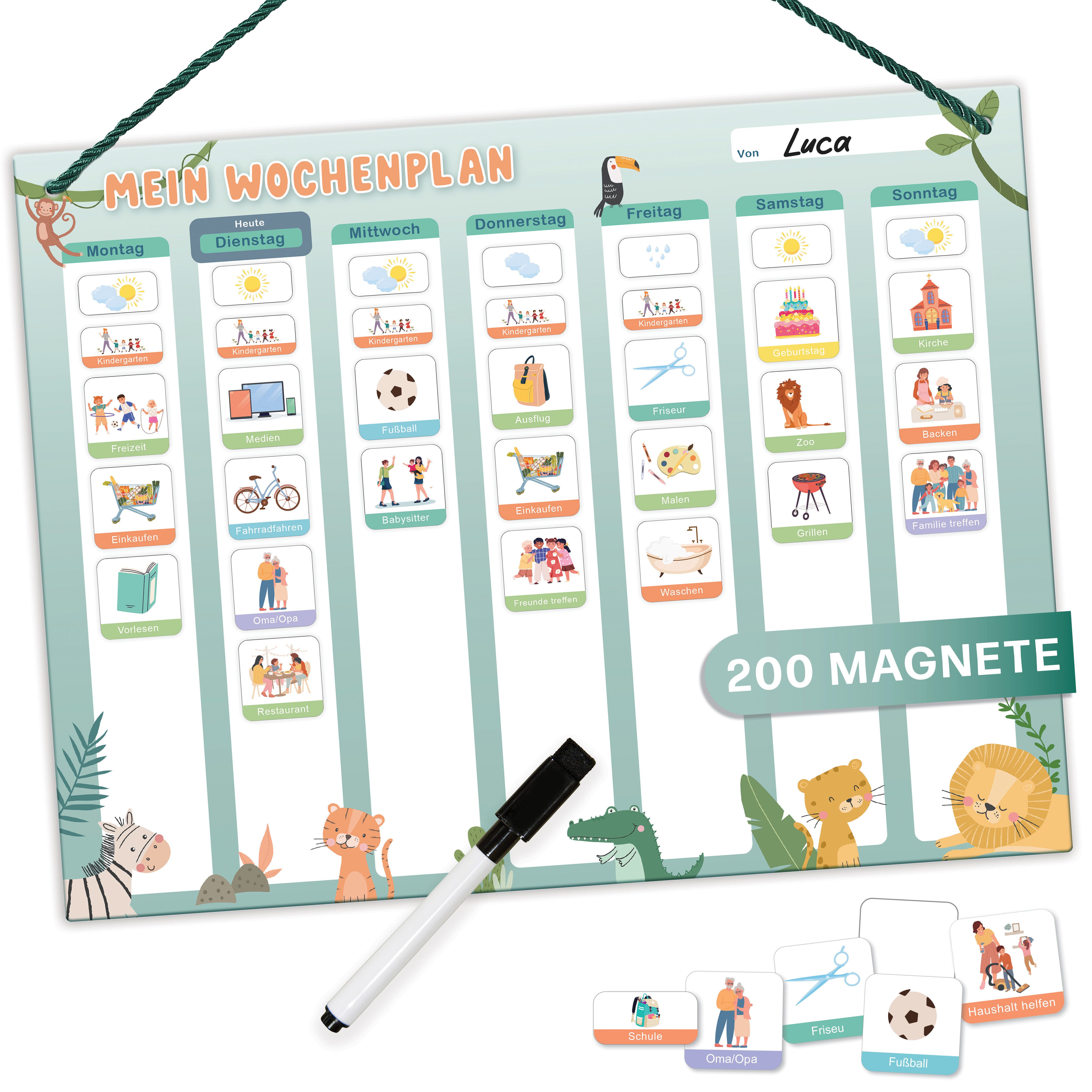 Mini Mindz Magnettafel Wochenplaner Kinder - Montessori Magnettafel mit 200 günstig online kaufen