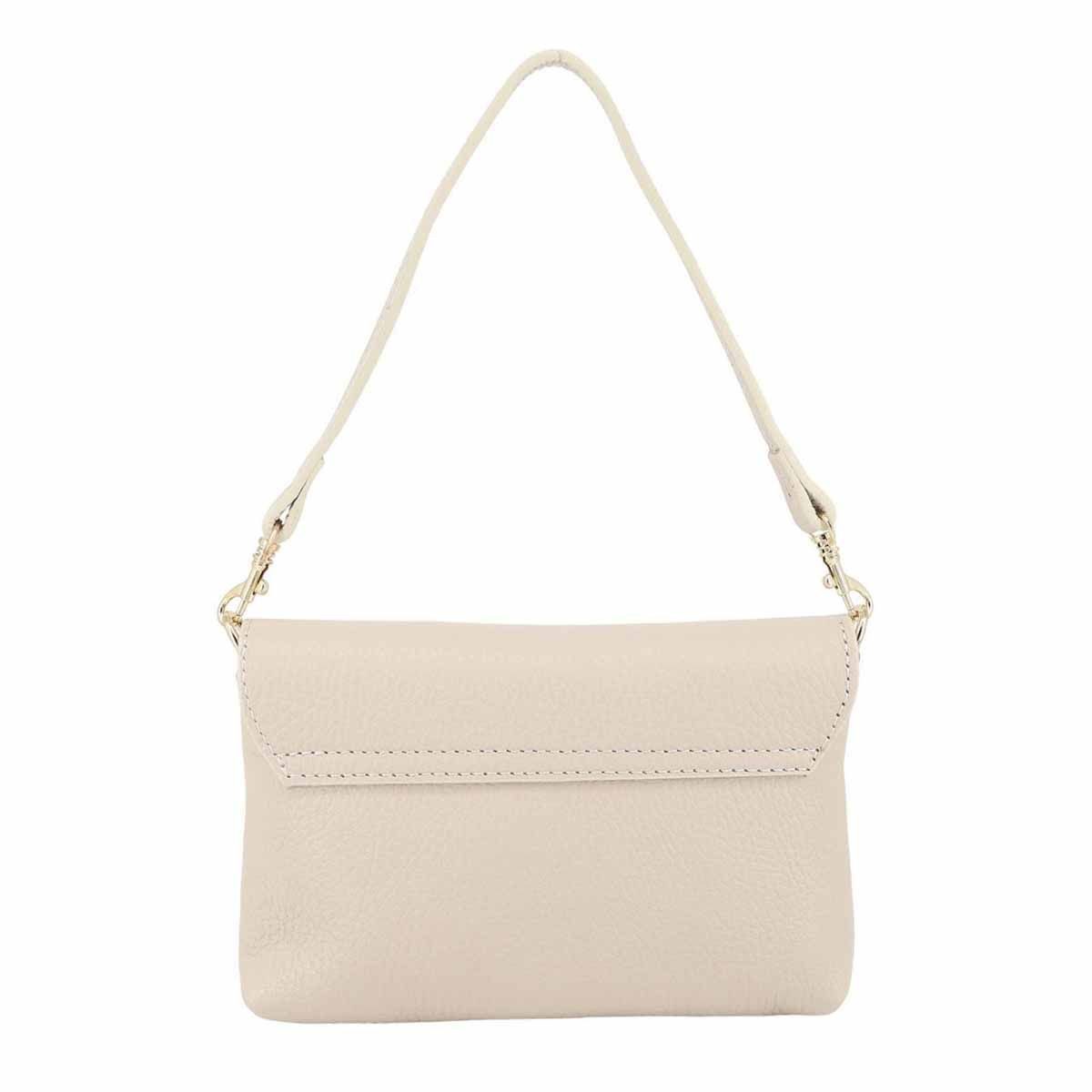 ITALYSHOP24 Schultertasche Made in Italy Damen Leder Tasche Mini Bag Ketten Crossbody Handytasche, Überschlagtasche Clutch Abendtasche Smartphone Handtasche CrossOver