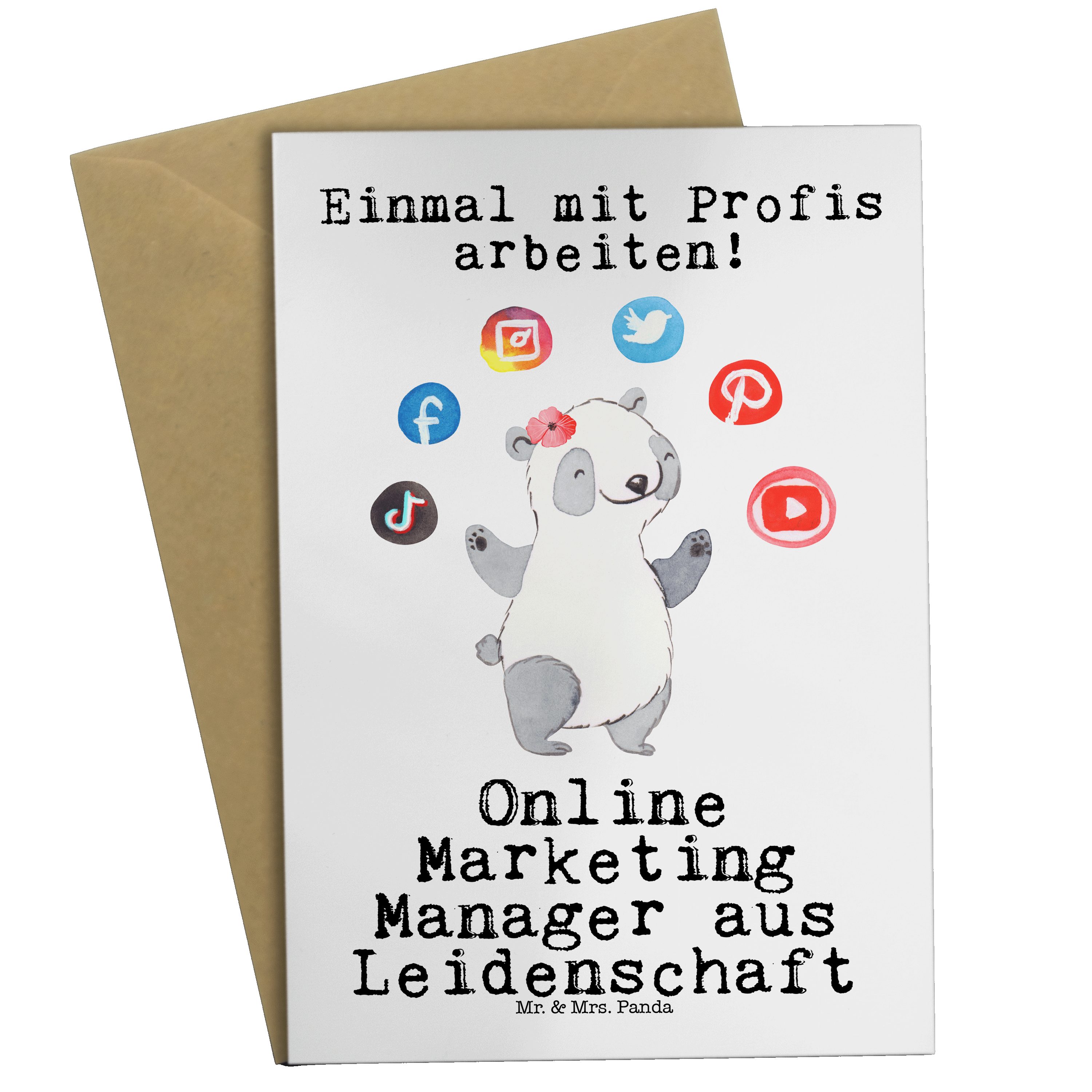 Mr. & Mrs. Panda Grußkarte Online Marketing Manager aus Leidenschaft - Weiß - Geschenk, Schenken