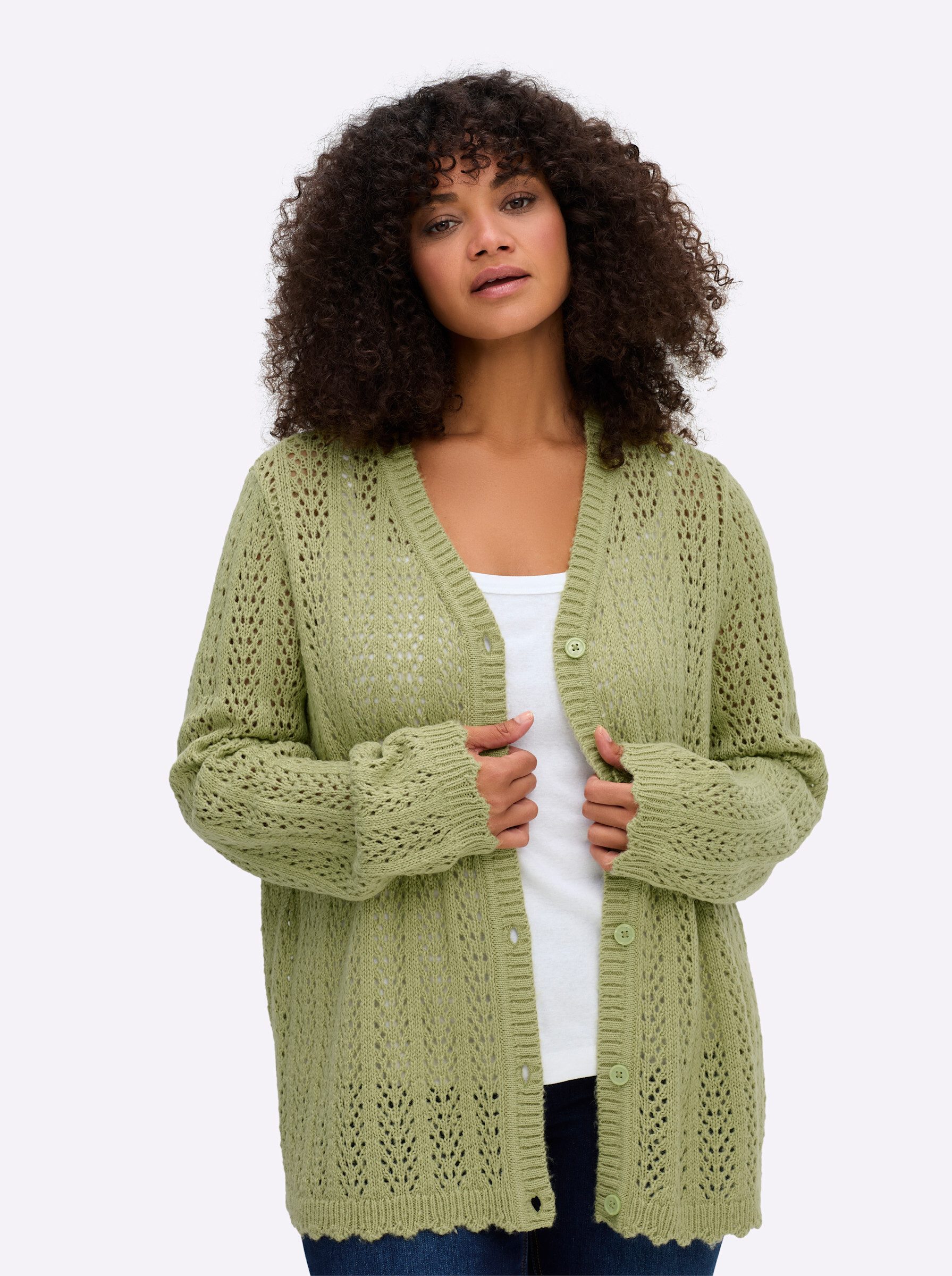 Sheego Strickjacke Ajourstrickjacke günstig online kaufen