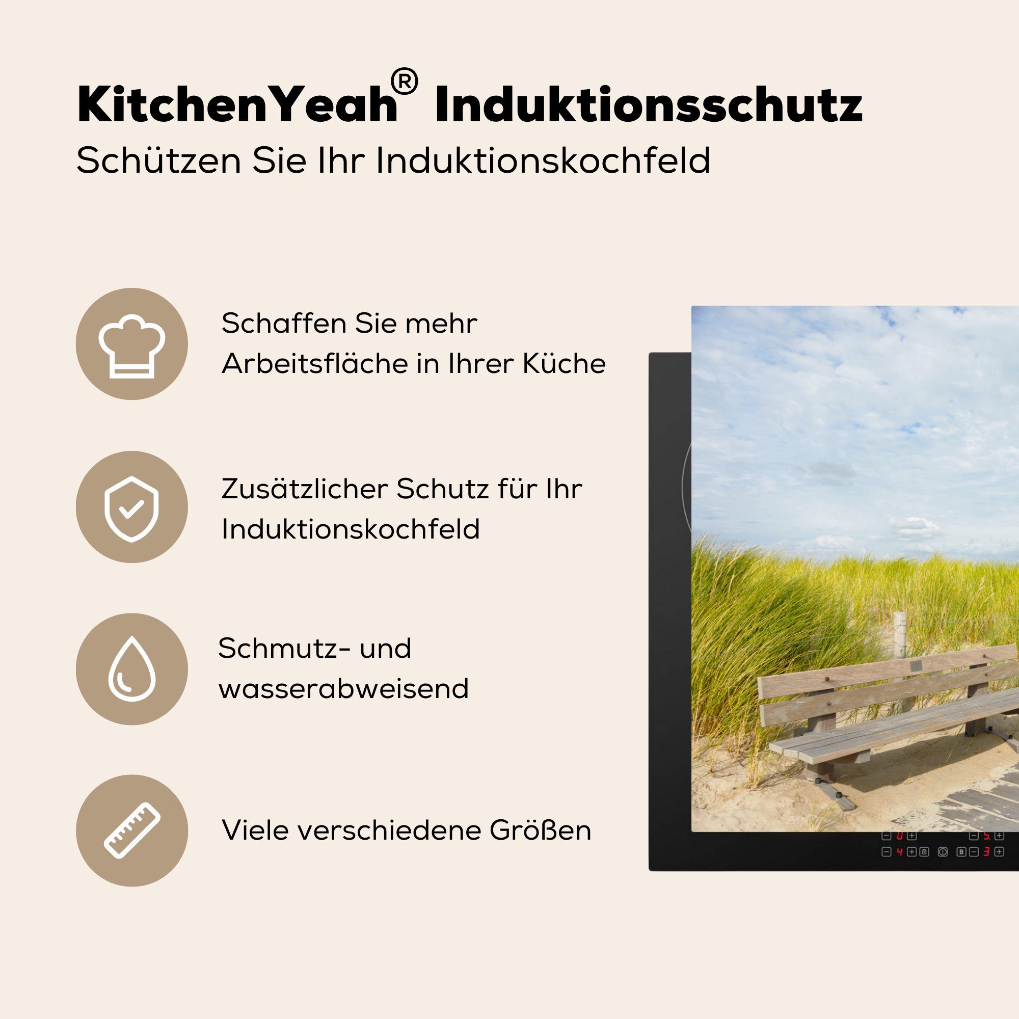 MuchoWow Herdblende-/Abdeckplatte Starker küche, am (1 die für Wind Vinyl, tlg), Ceranfeldabdeckung 81x52 cm, Schutz Strand, Induktionskochfeld niederländischen