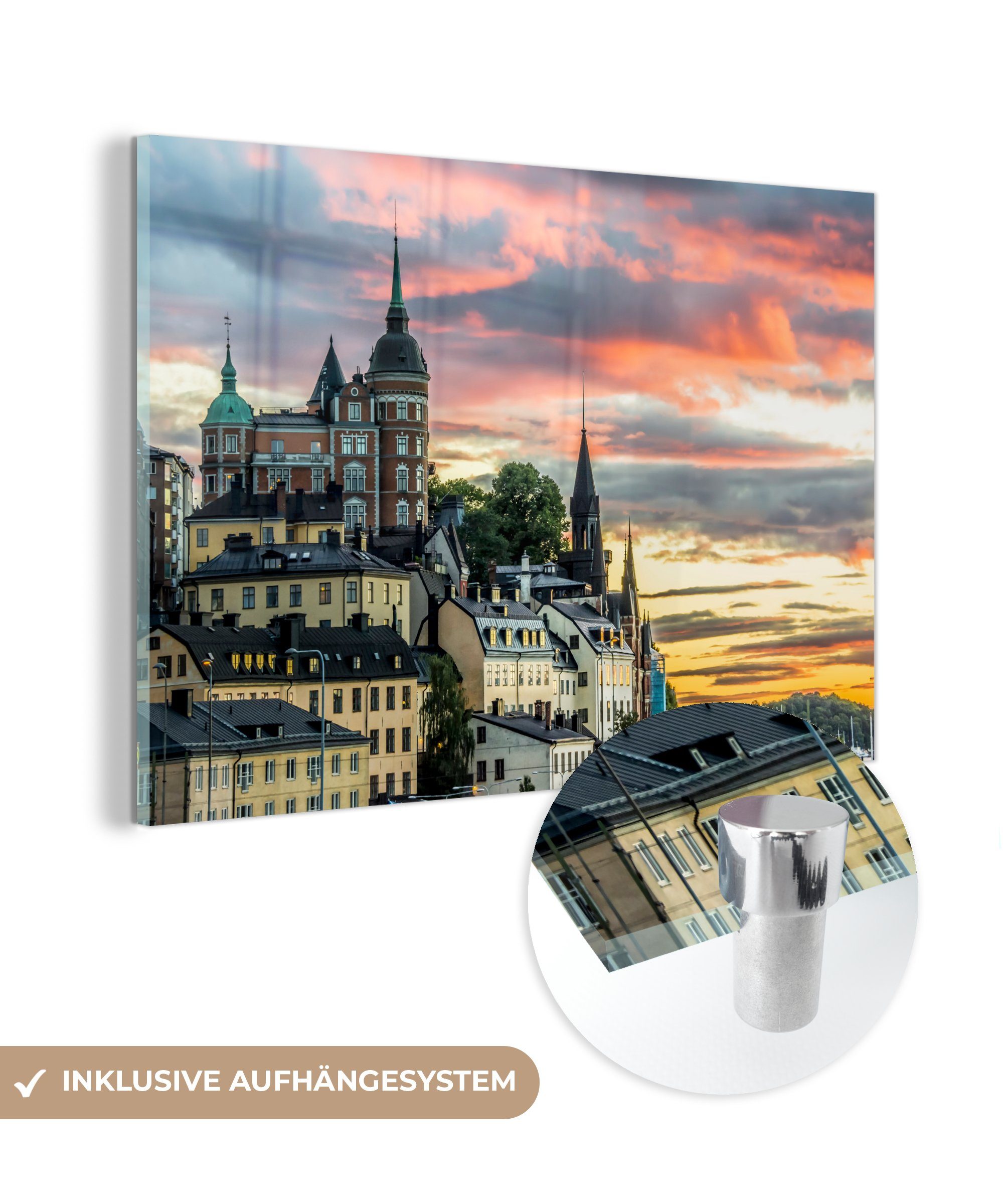 MuchoWow Acrylglasbild Stockholm in der Morgendämmerung, (1 St), Acrylglasbilder Wohnzimmer & Schlafzimmer