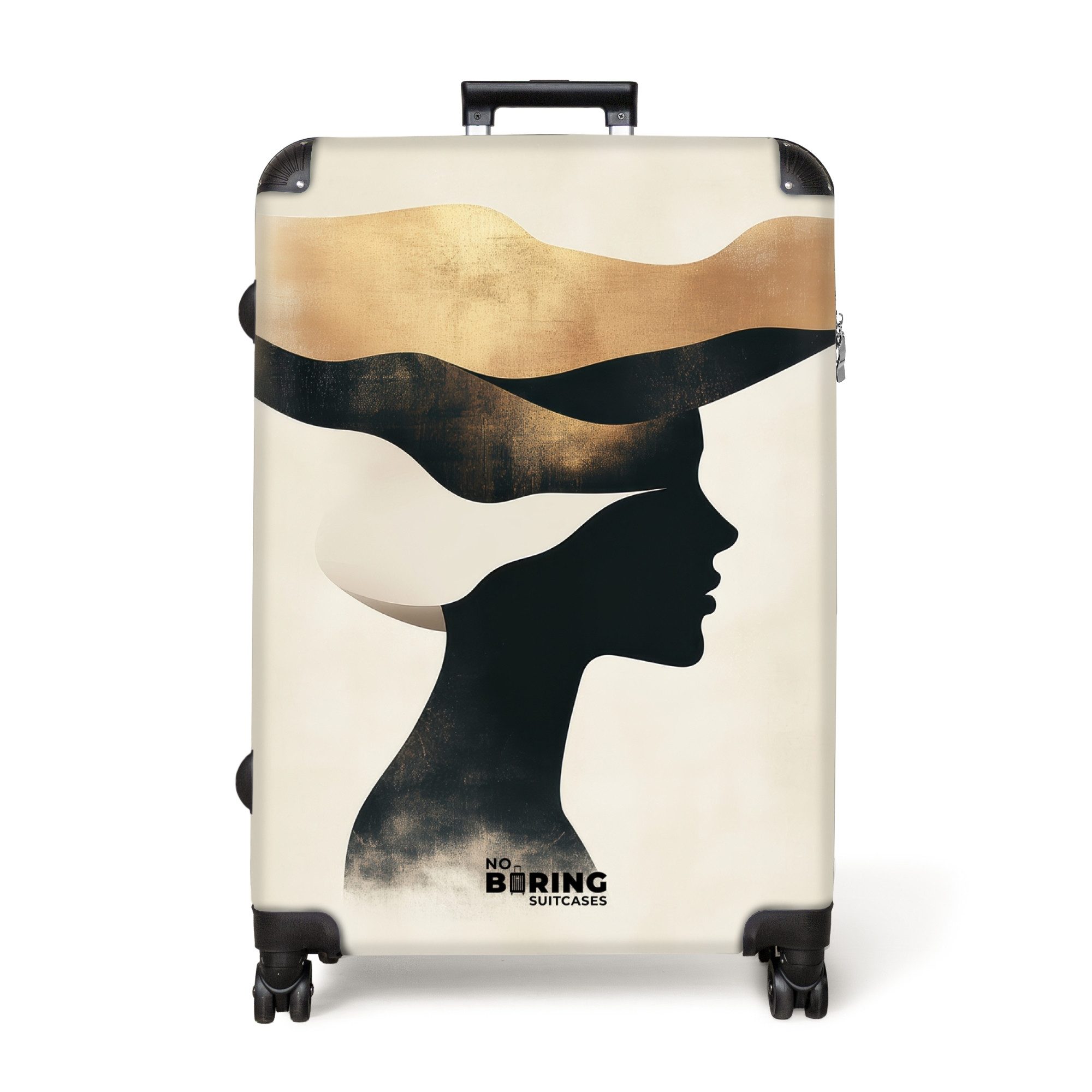 NoBoringSuitcases.com© Hartschalen-Trolley Stilisiertes Profil mit goldenen günstig online kaufen