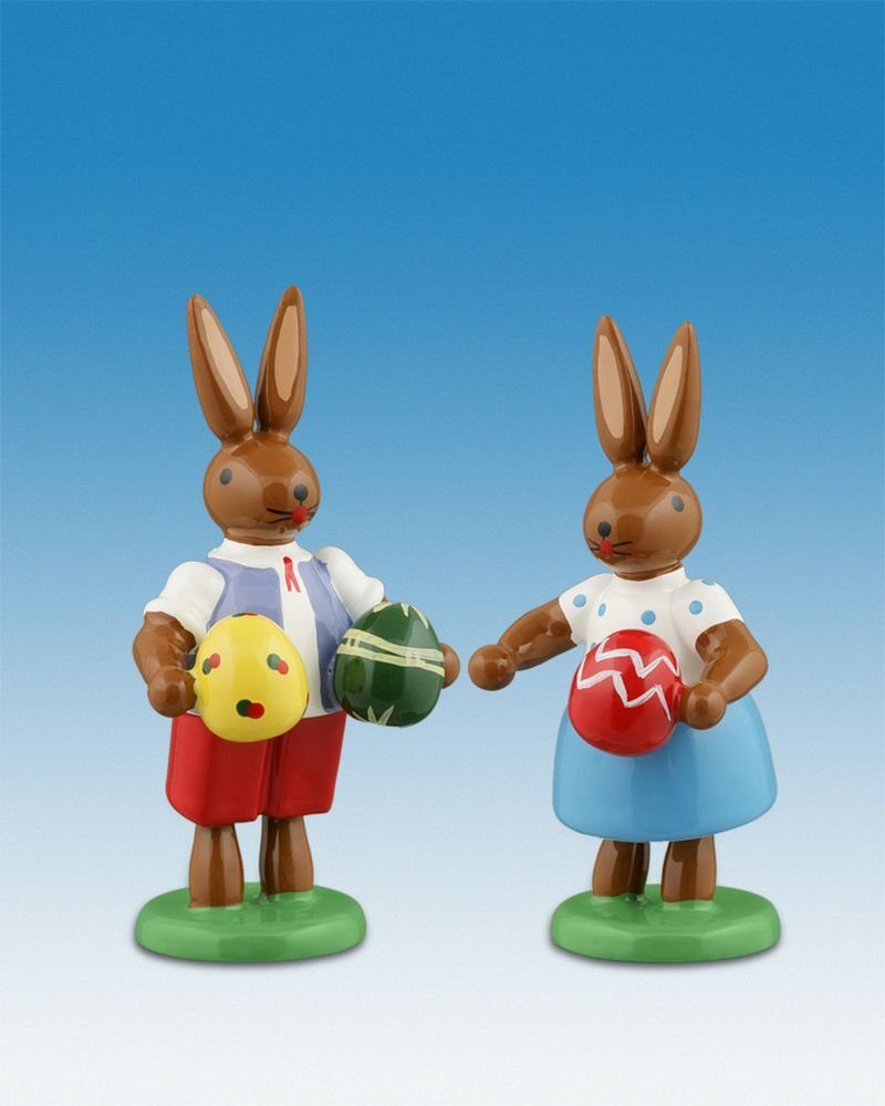 Osterdekoration Osterhase Ostereier 7,5cm Höhe NEU mit Osterhasenpaar